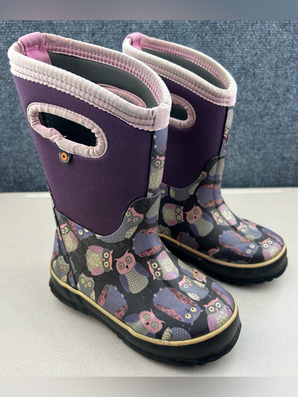 Bogs Classic Owl Rain Boots Kids 10 Waterproof Pull On